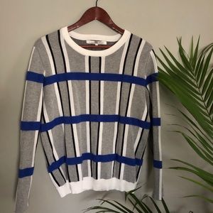 English Factory Grid Knit Sweater in Gray Size L